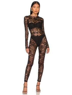 FLEUR DU MAL Lace Catsuit in Black